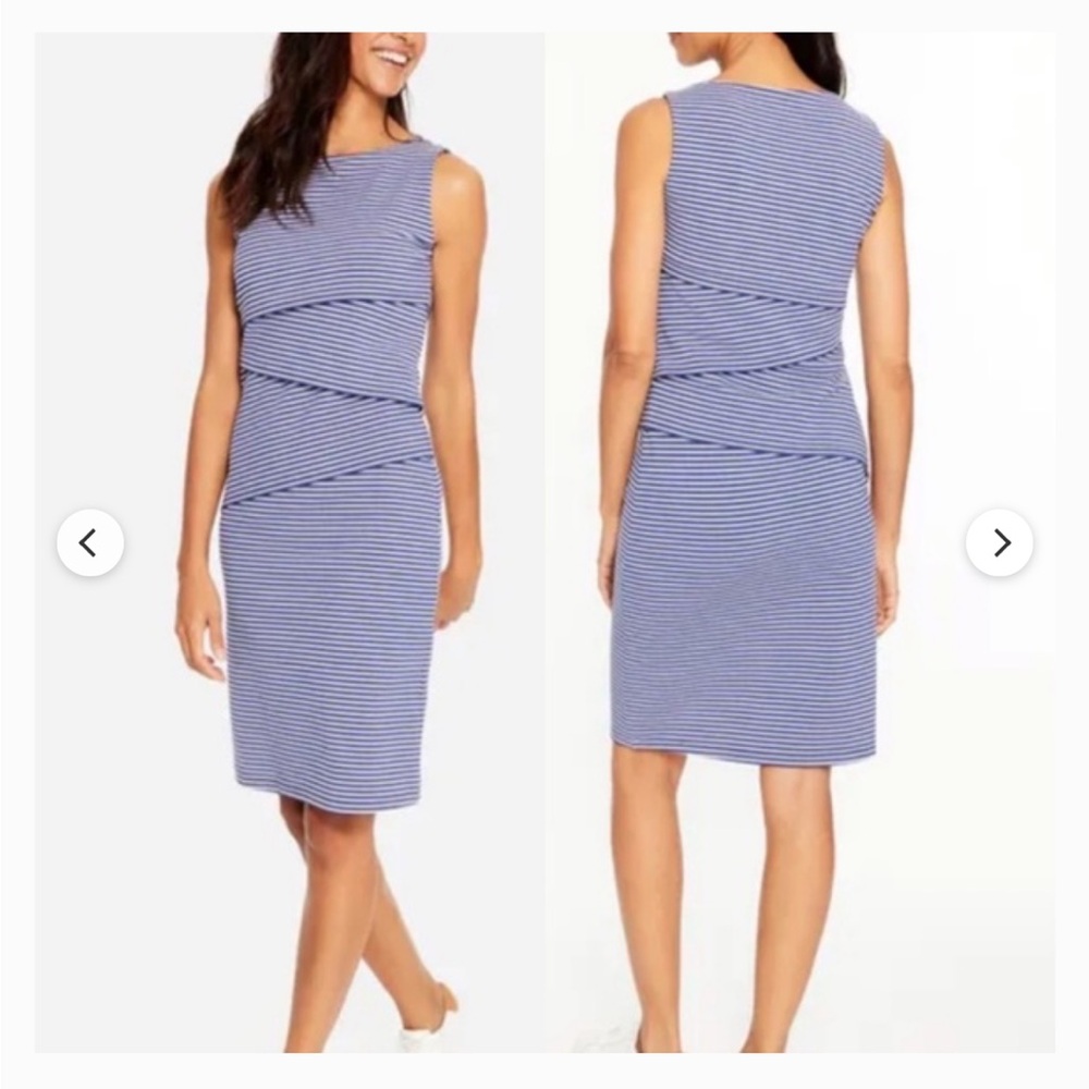 J McLaughlin L Striped Sleeveless Sheath Dress in Navy and White